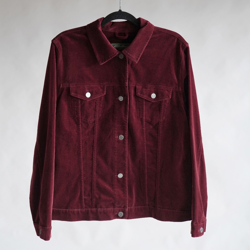 Burgundy "Eddie Bauer" Velvet Jacket Size L